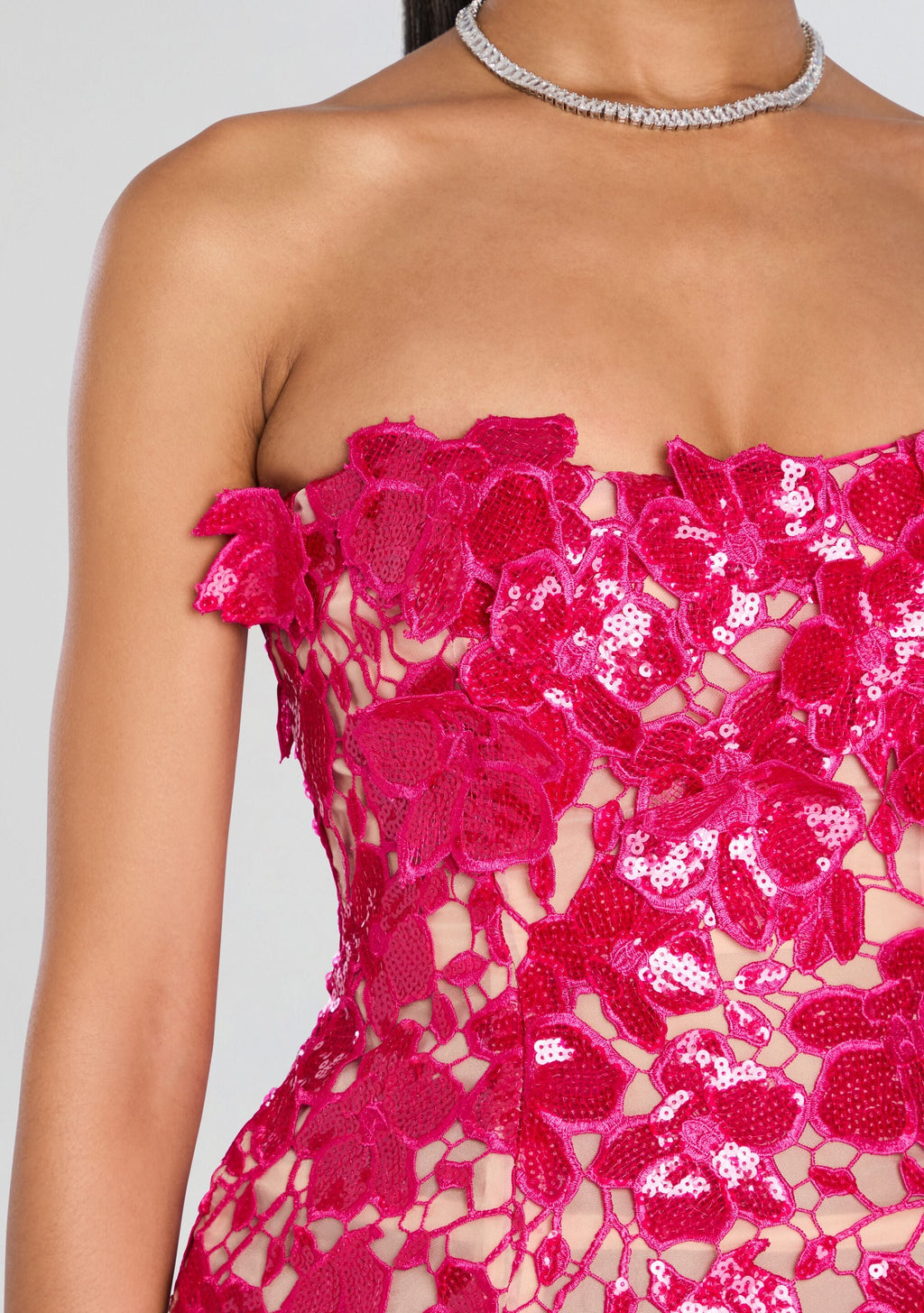 Alira Lace Dress by retrofête in Cerise, product image 2