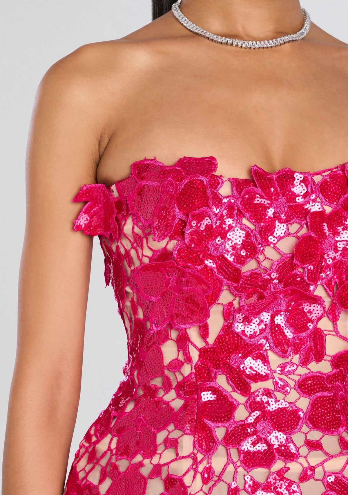 Alira Lace Dress by retrofête in Cerise, product image 2