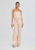 Allie Sequin Knit Jumpsuit by retrofête in Latte, product image 1