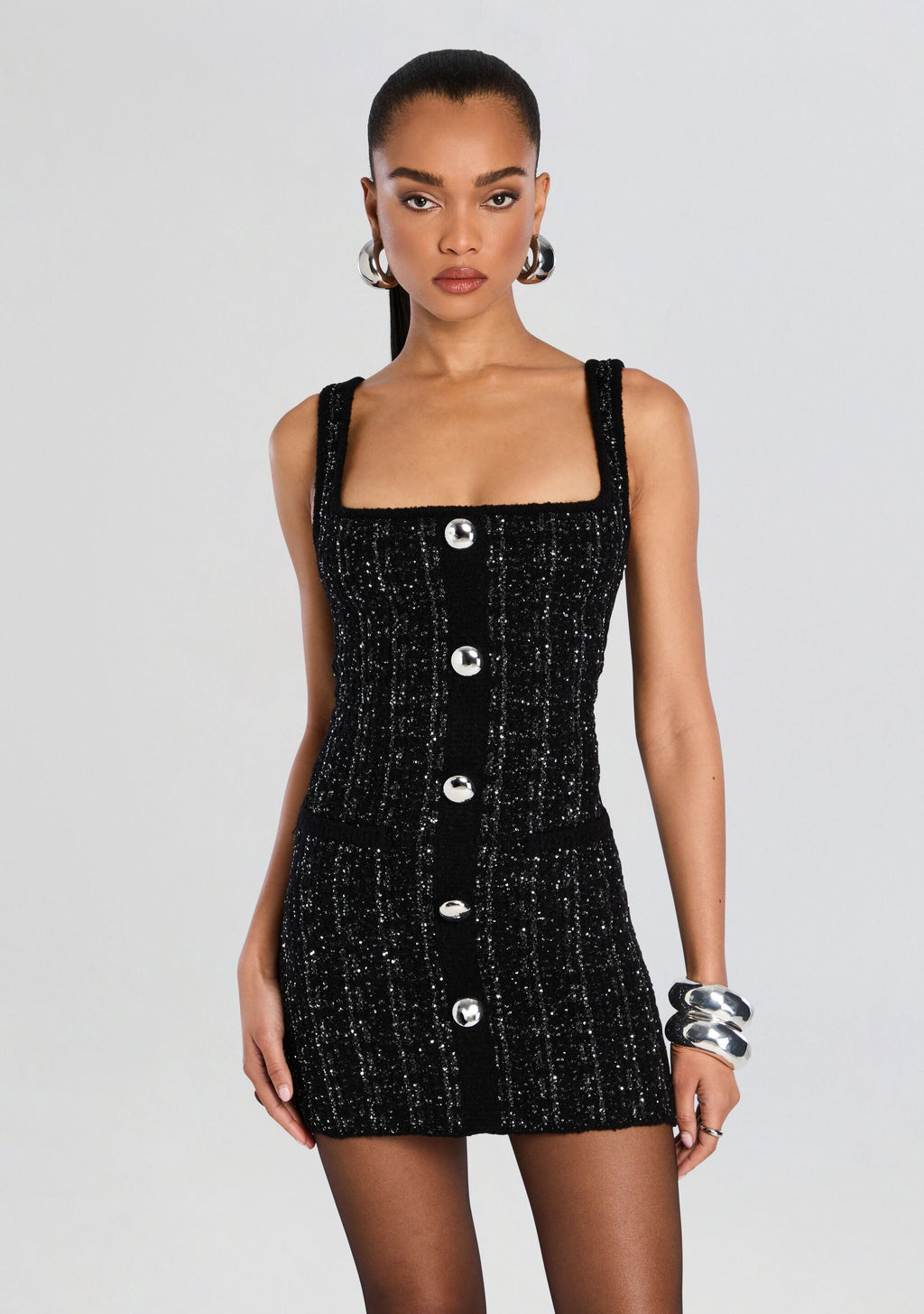 Amanda Tweed Dress by retrofête in Black/Silver, product image 2