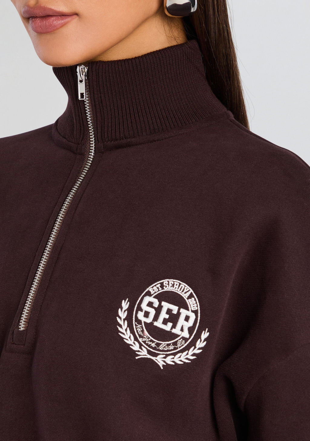 Asbury Sweatshirt by SEROYA in Ash Brown / White, product image 2