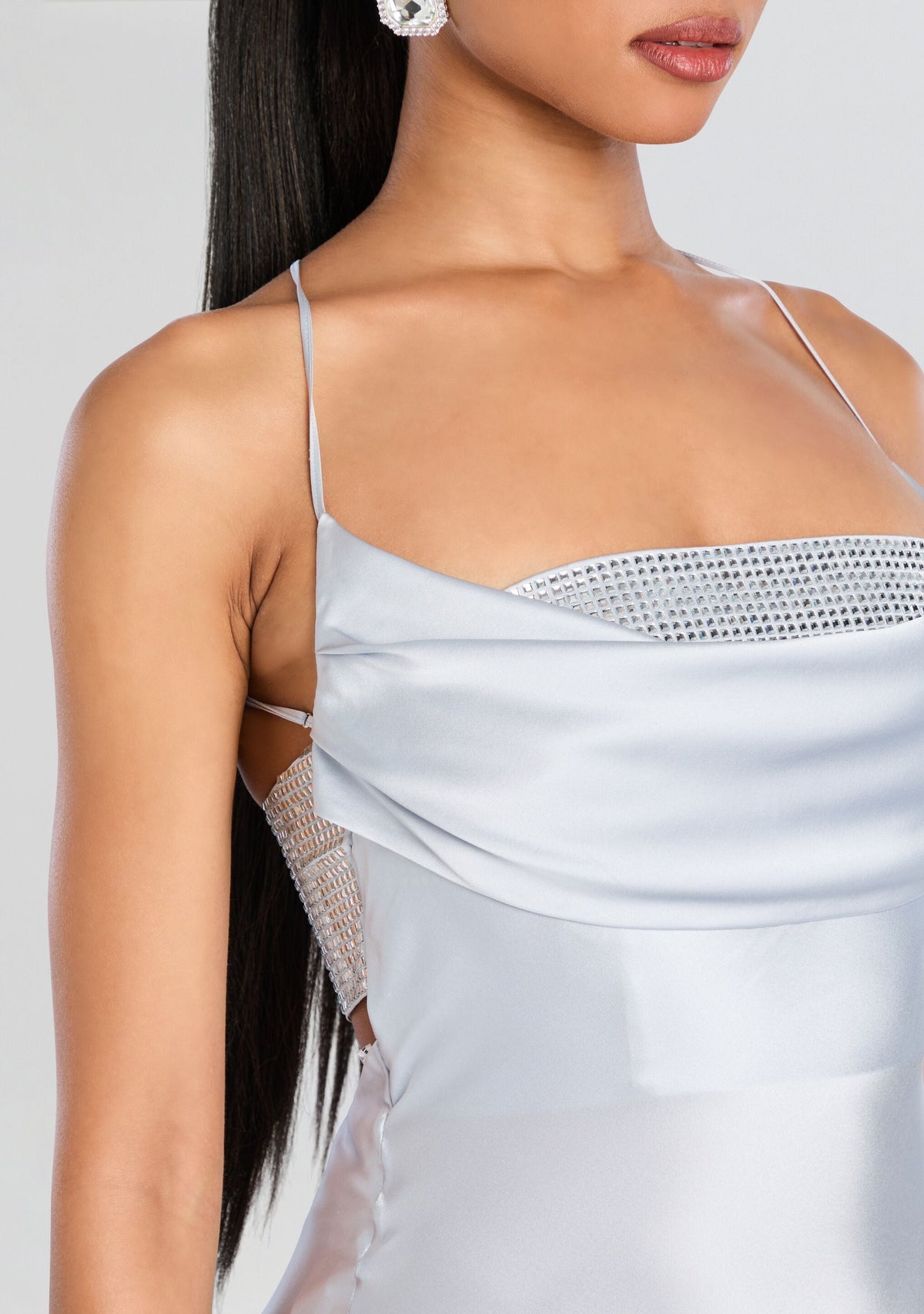 Emery Embellished Silk Dress by retrofête in Dove, product image 2