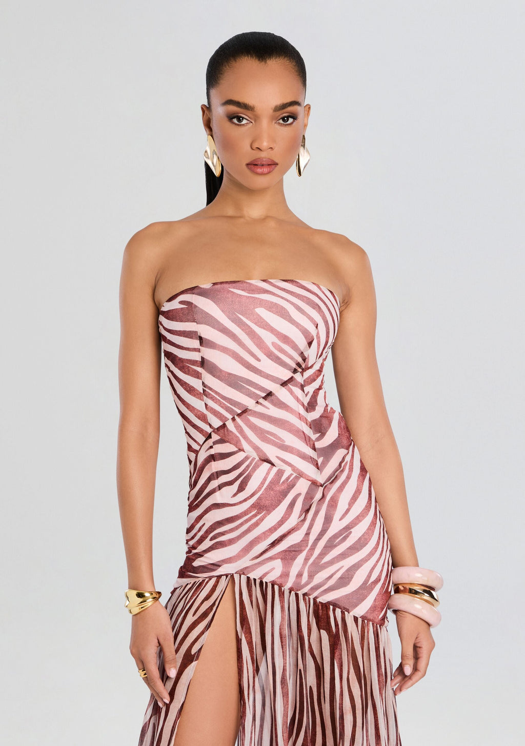 Nicole Silk Chiffon Dress by retrofête in Earl Rose Zebra, product image 5