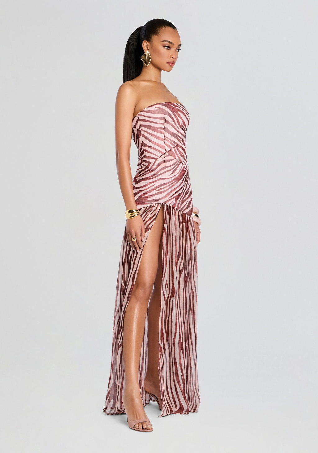 Nicole Silk Chiffon Dress by retrofête in Earl Rose Zebra, product image 3