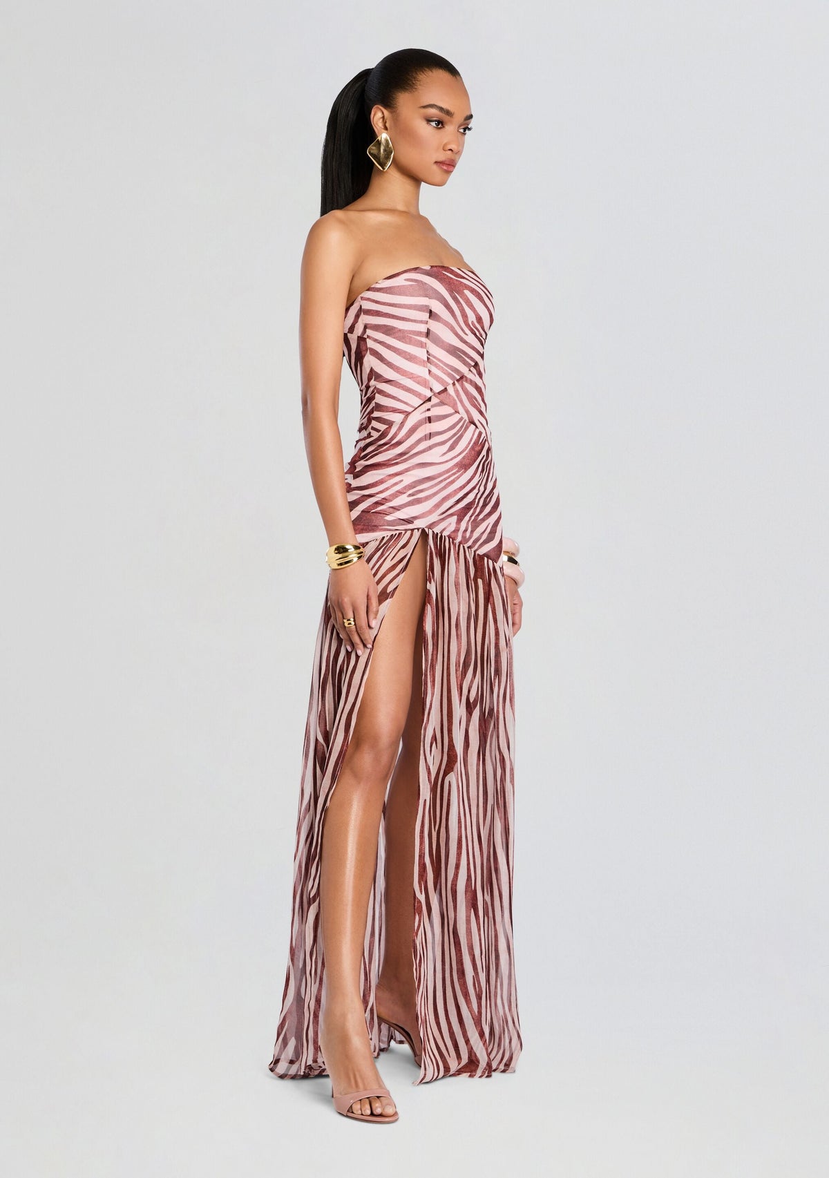 Nicole Silk Chiffon Dress by retrofête in Earl Rose Zebra, product image 3