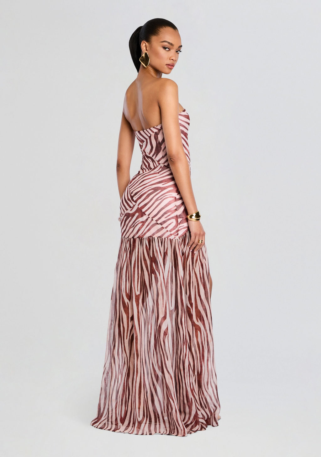 Nicole Silk Chiffon Dress by retrofête in Earl Rose Zebra, product image 4
