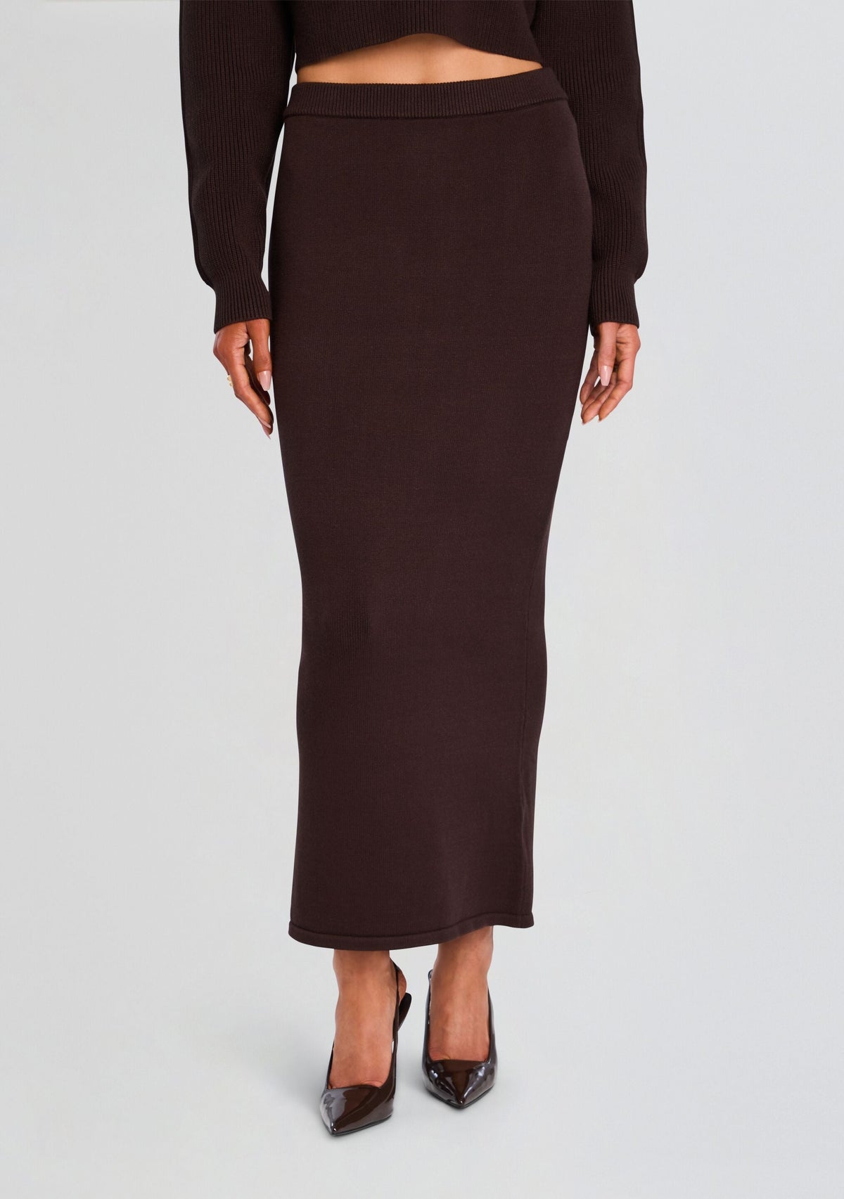 Java Knit Skirt by SEROYA in Ash Brown, product image 1