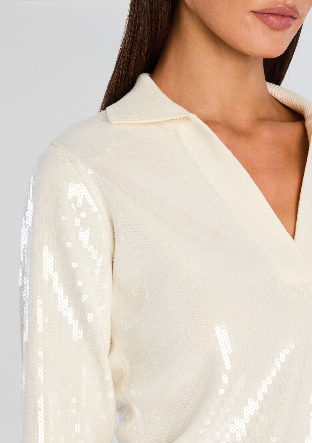 Shaelynn Sequin Knit Shirt by retrofête in Winter White, product image 3