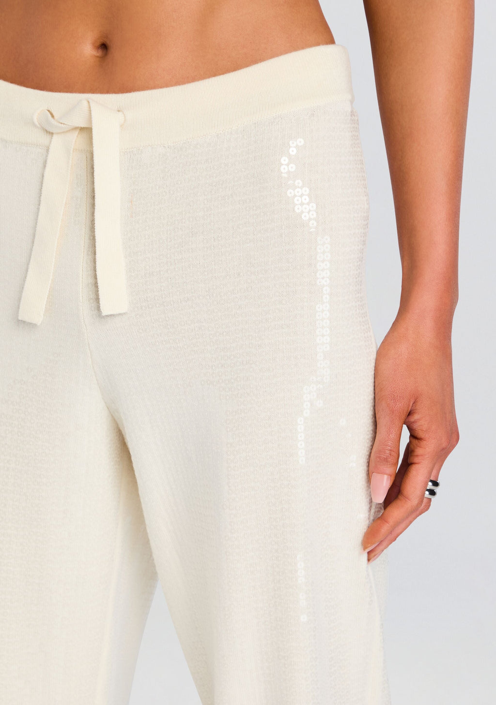 Natalia Sequin Knit Pant by retrofête in Winter White, product image 2