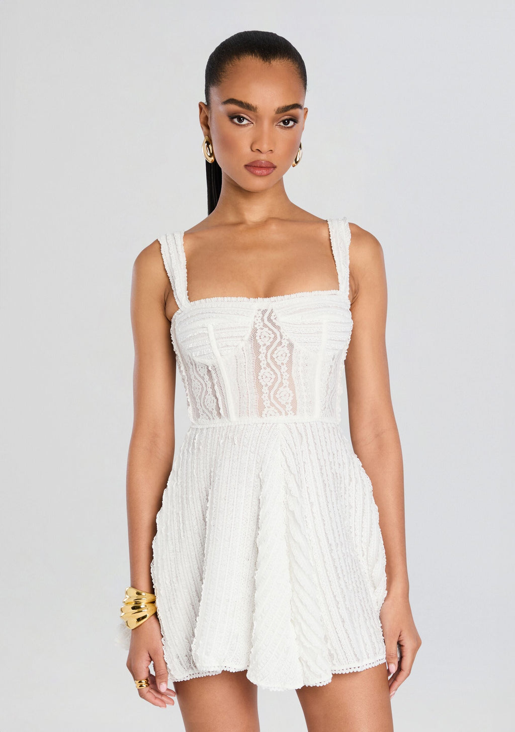 Mai Short Dress by Charo Ruiz in White Tannis, product image 5