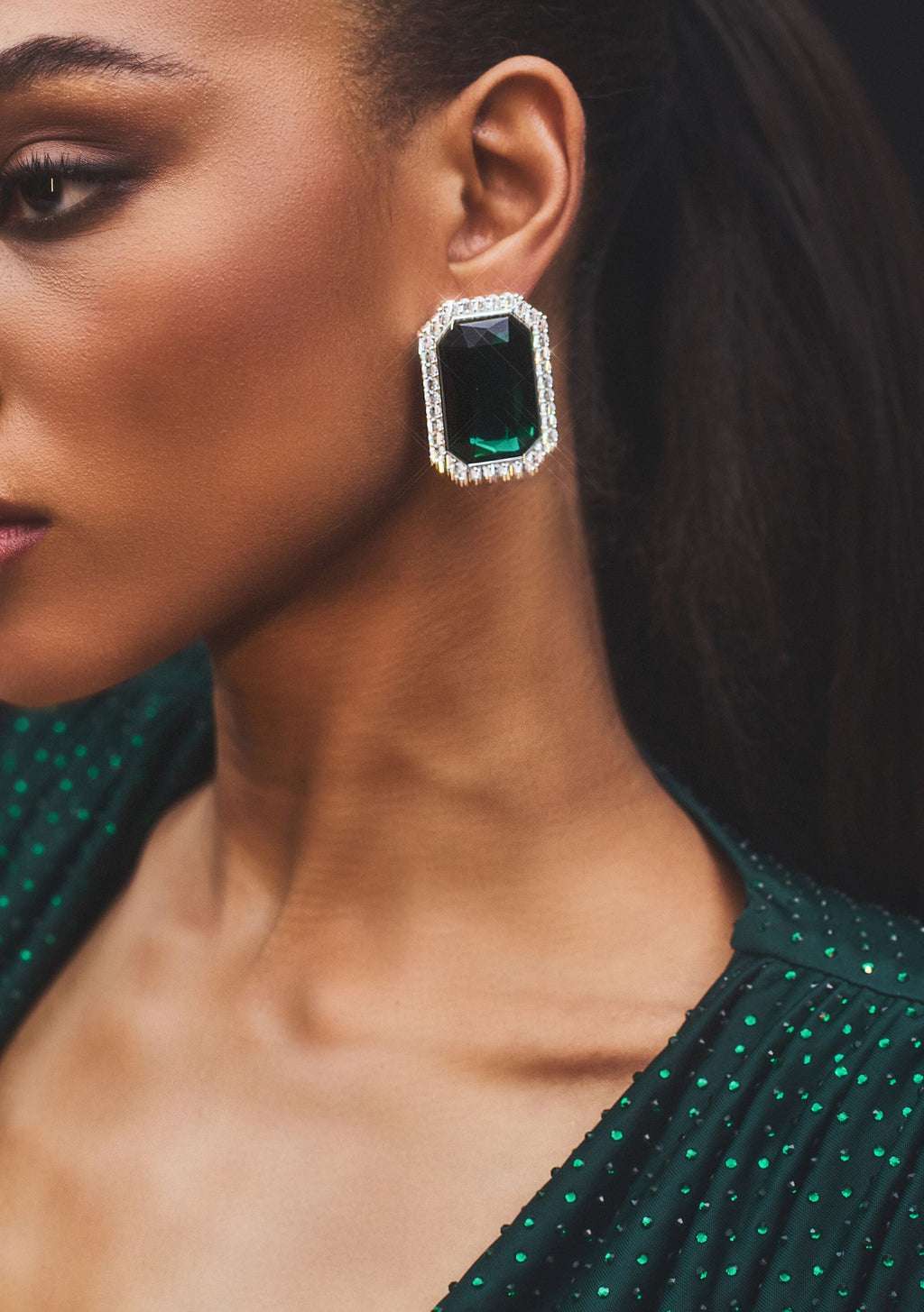 Hope Gemstone Earrings by retrofête in Pine, product image 2