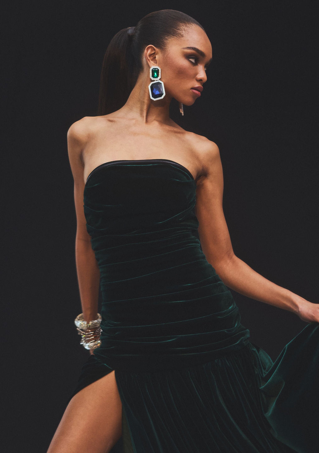 Cora Gemstone Earrings by retrofête in Sapphire, product image 2