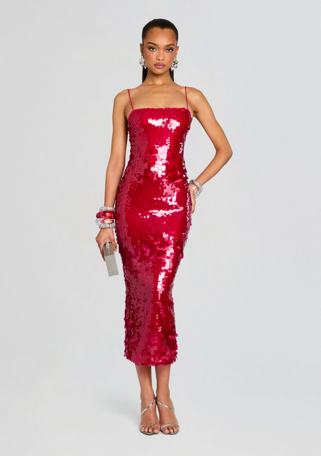 Alana Sequin Dress by retrofête in Cerise, product image 1
