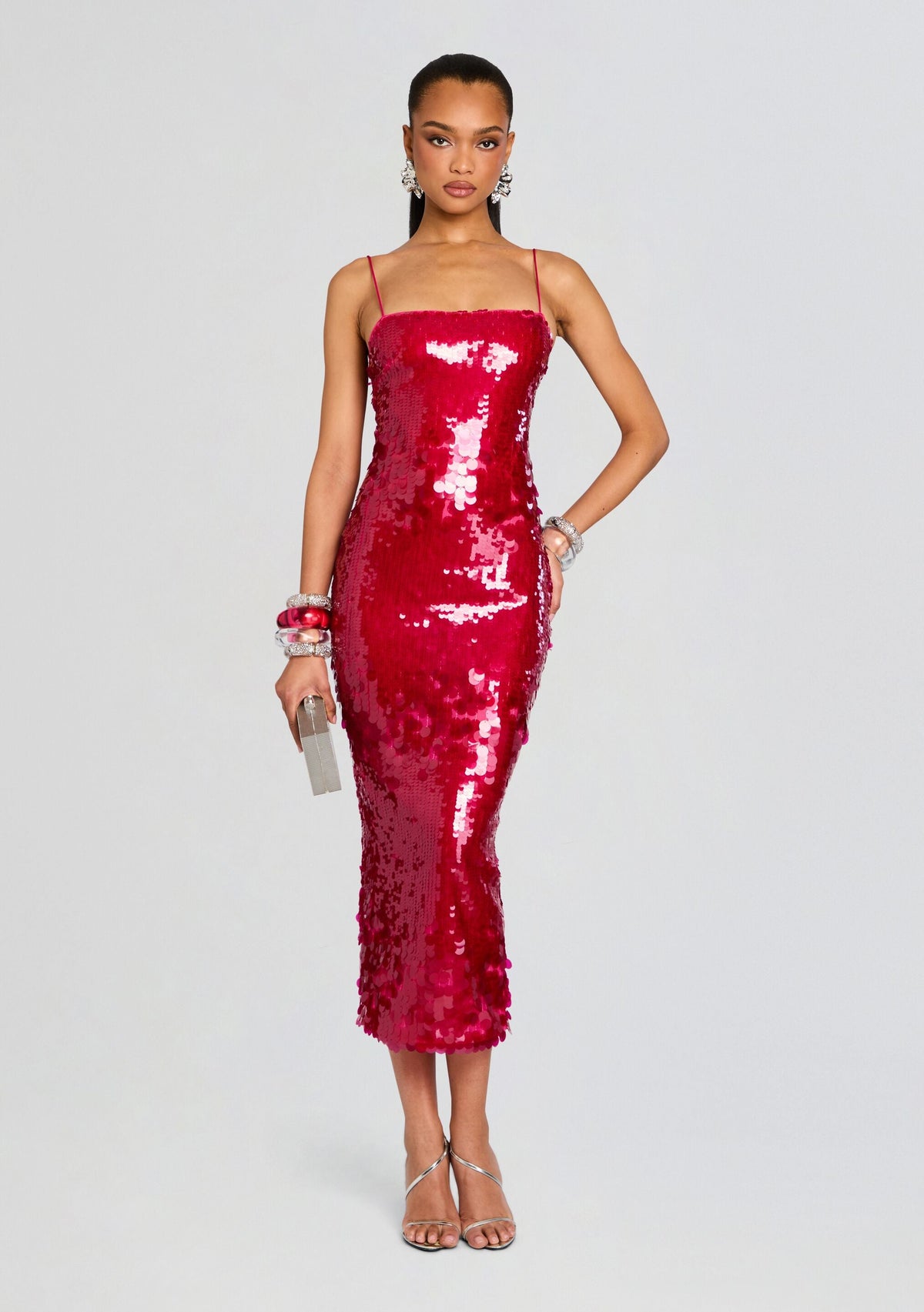 Alana Sequin Dress by retrofête in Cerise, product image 1