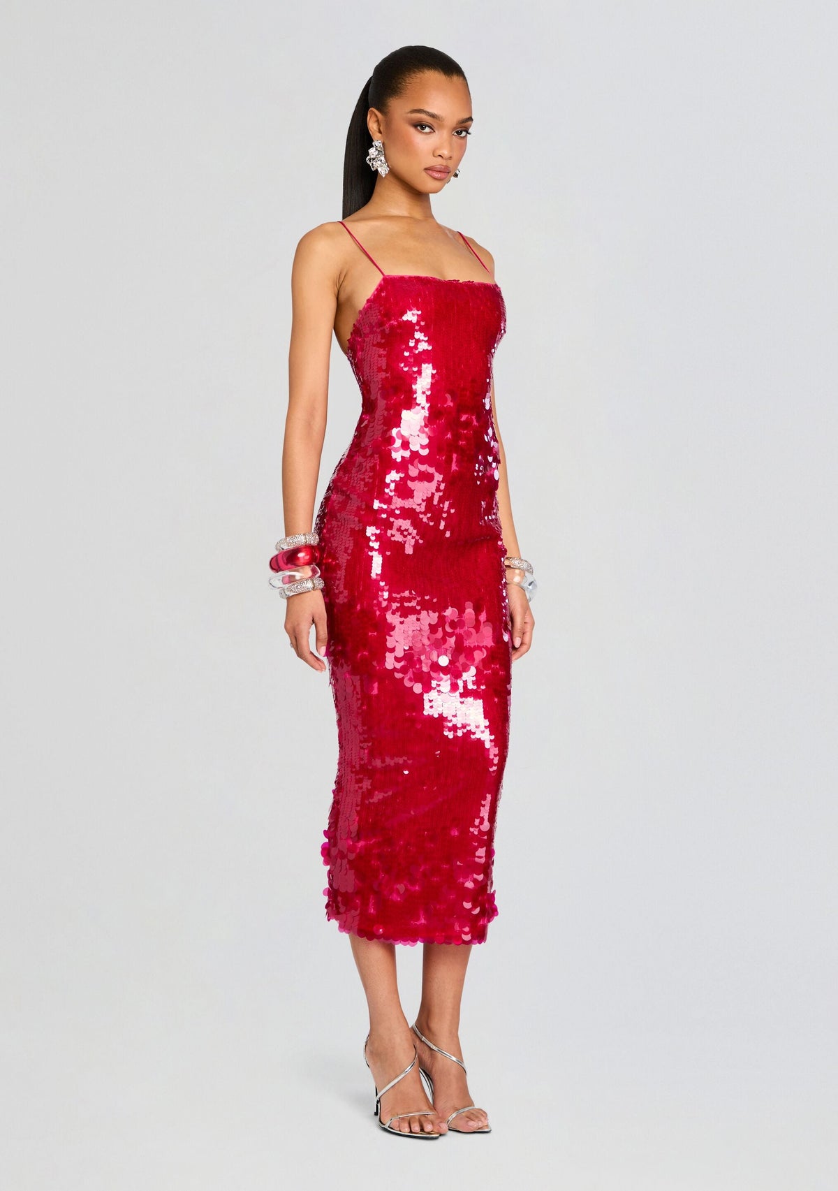 Alana Sequin Dress by retrofête in Cerise, product image 3