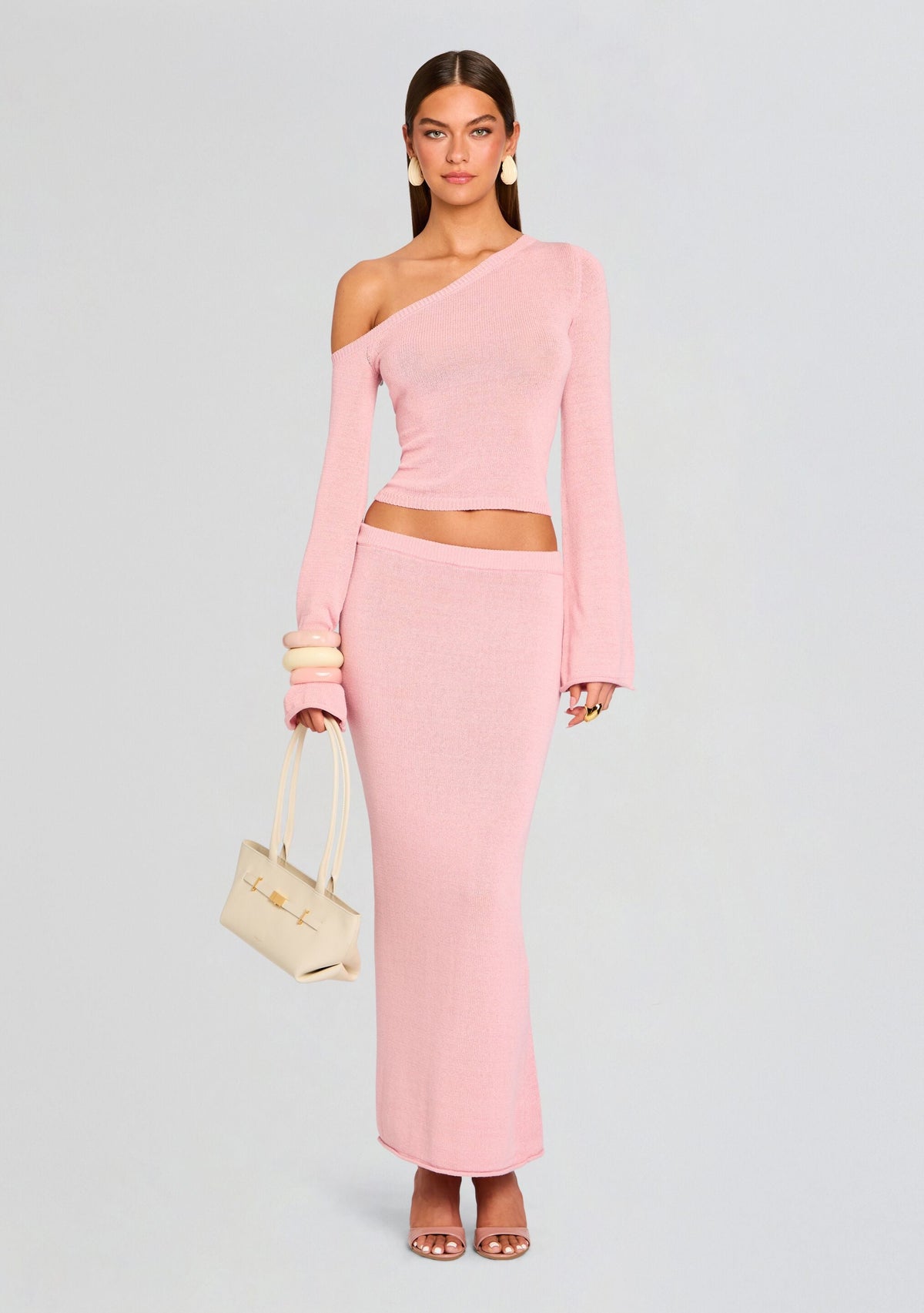 Kora Knit Maxi Skirt by SEROYA in Coral Blush, product image 2
