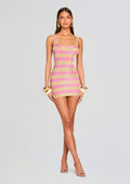 Benni Metallic Knit Mini Dress by SEROYA in Gold/Bubblegum, product image 1