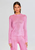 Hana Metallic Knit Top by SEROYA in Bubblegum Pink, product image 1