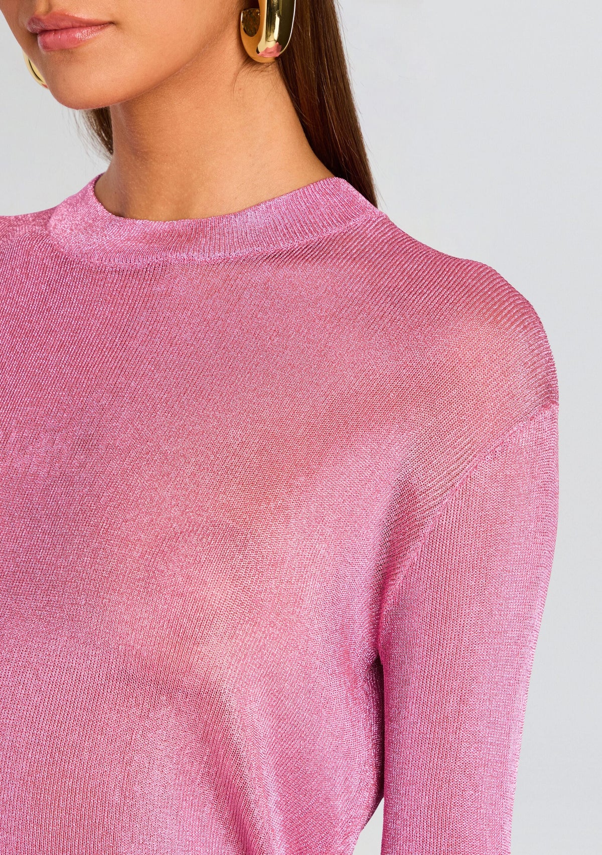 Hana Metallic Knit Top by SEROYA in Bubblegum Pink, product image 2