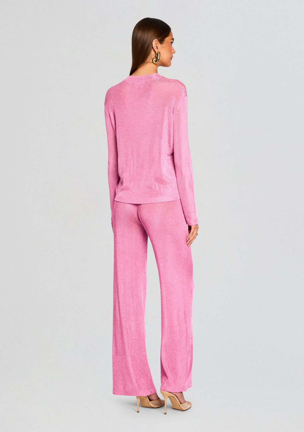 Sheldon Metallic Knit Pant by SEROYA in Bubblegum Pink, product image 5