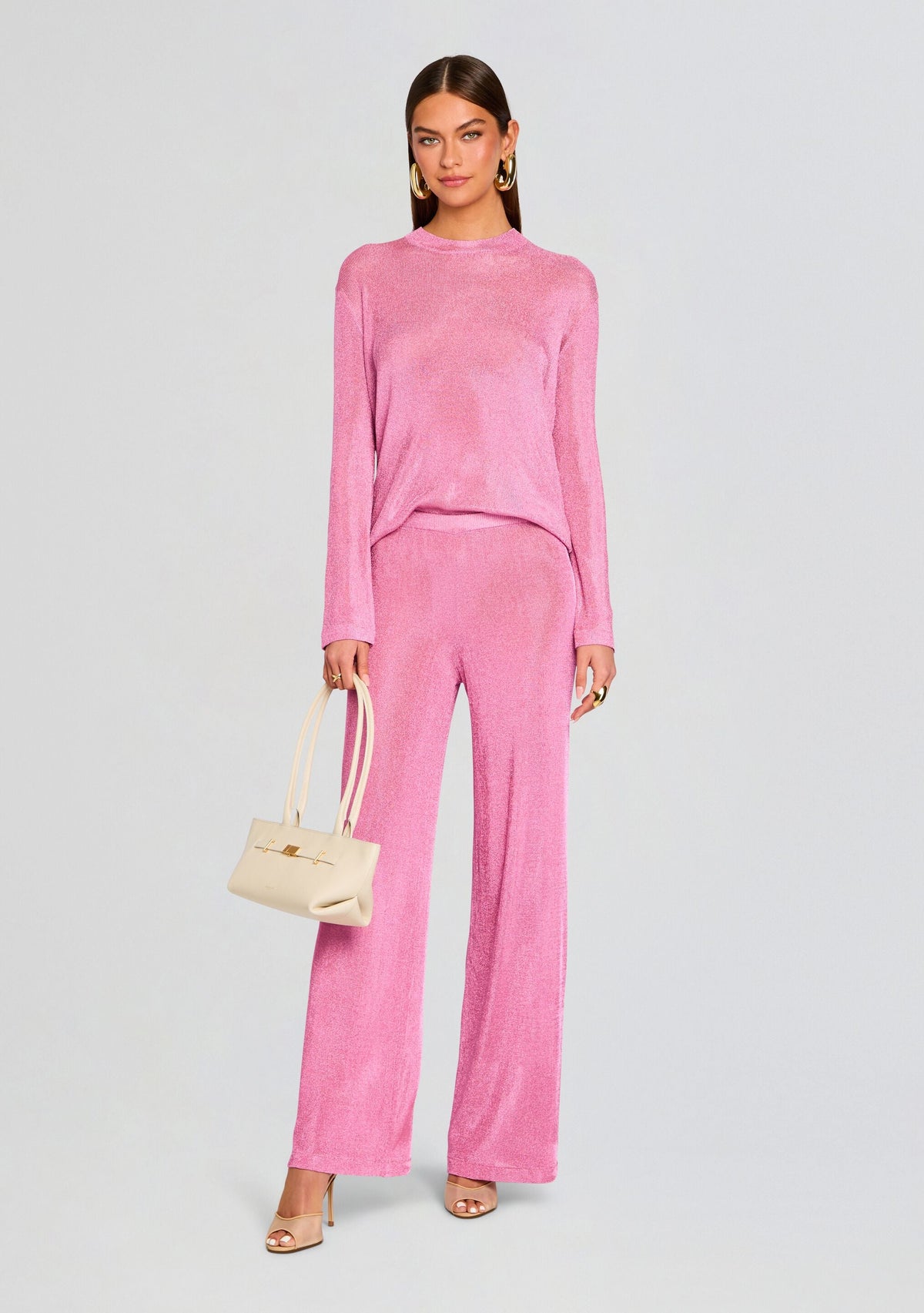 Hana Metallic Knit Top by SEROYA in Bubblegum Pink, product image 5