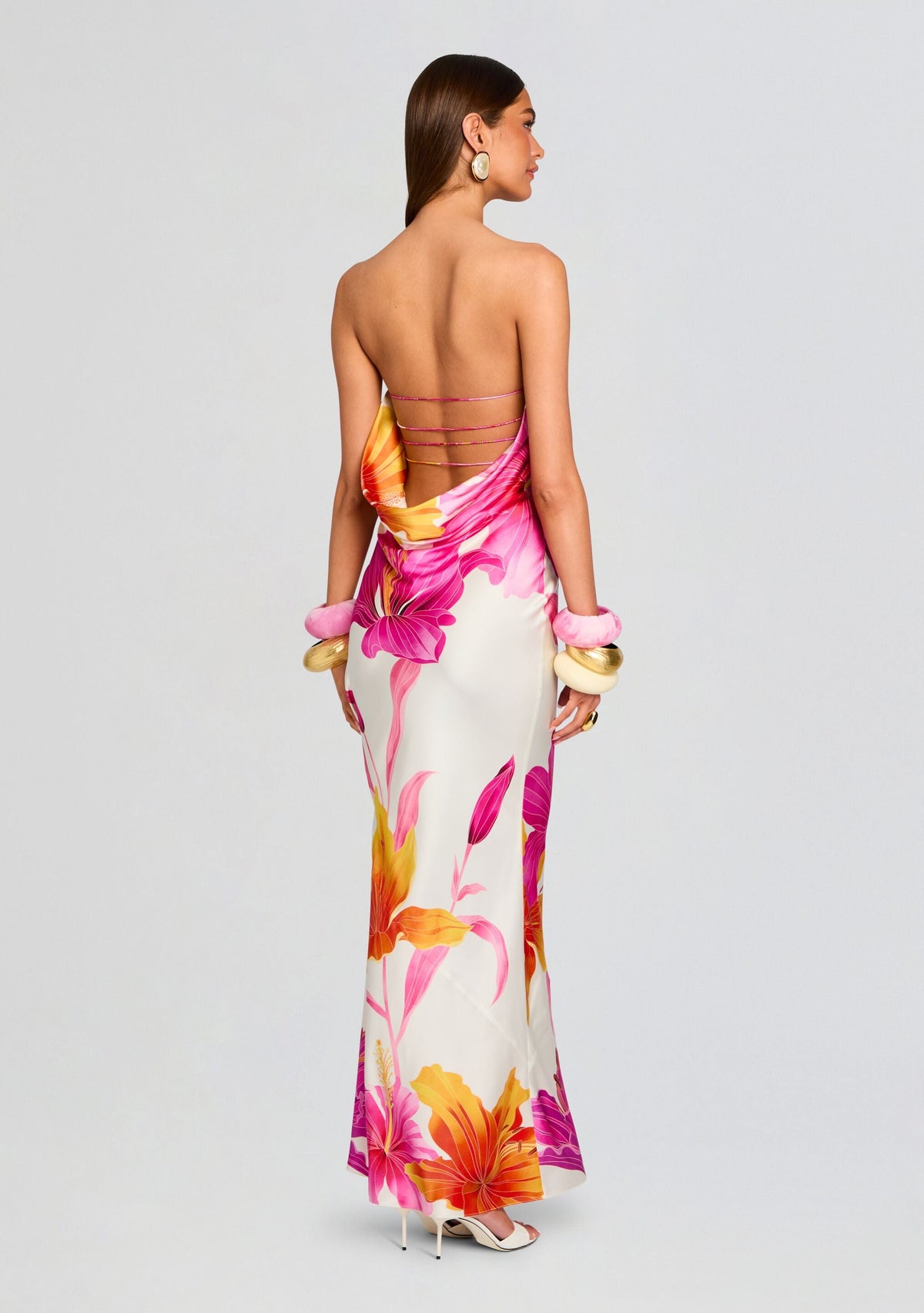 Keaton Silk Dress by retrofête in Bianco Primavera, product image 1