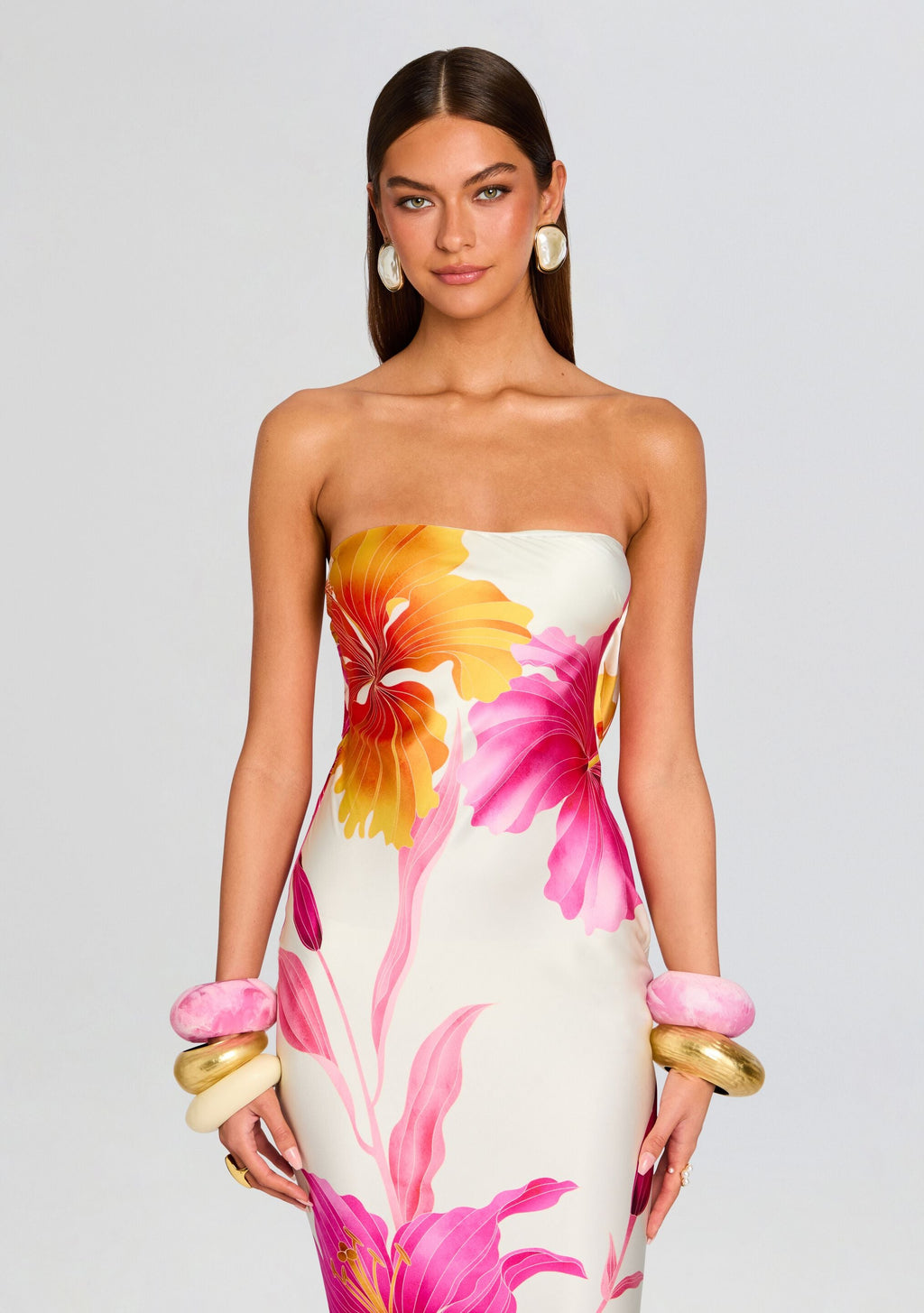 Keaton Silk Dress by retrofête in Bianco Primavera, product image 6
