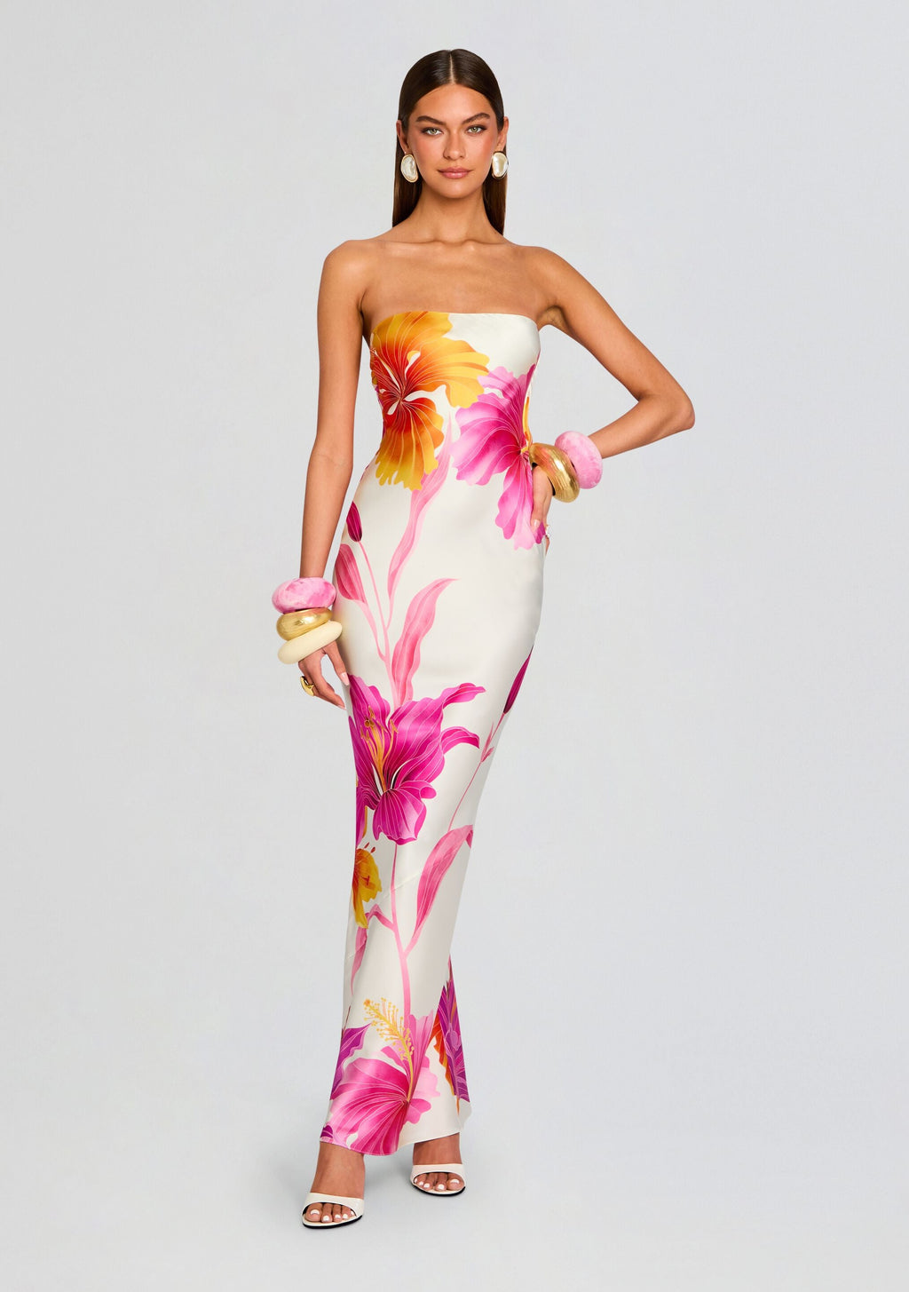Keaton Silk Dress by retrofête in Bianco Primavera, product image 3