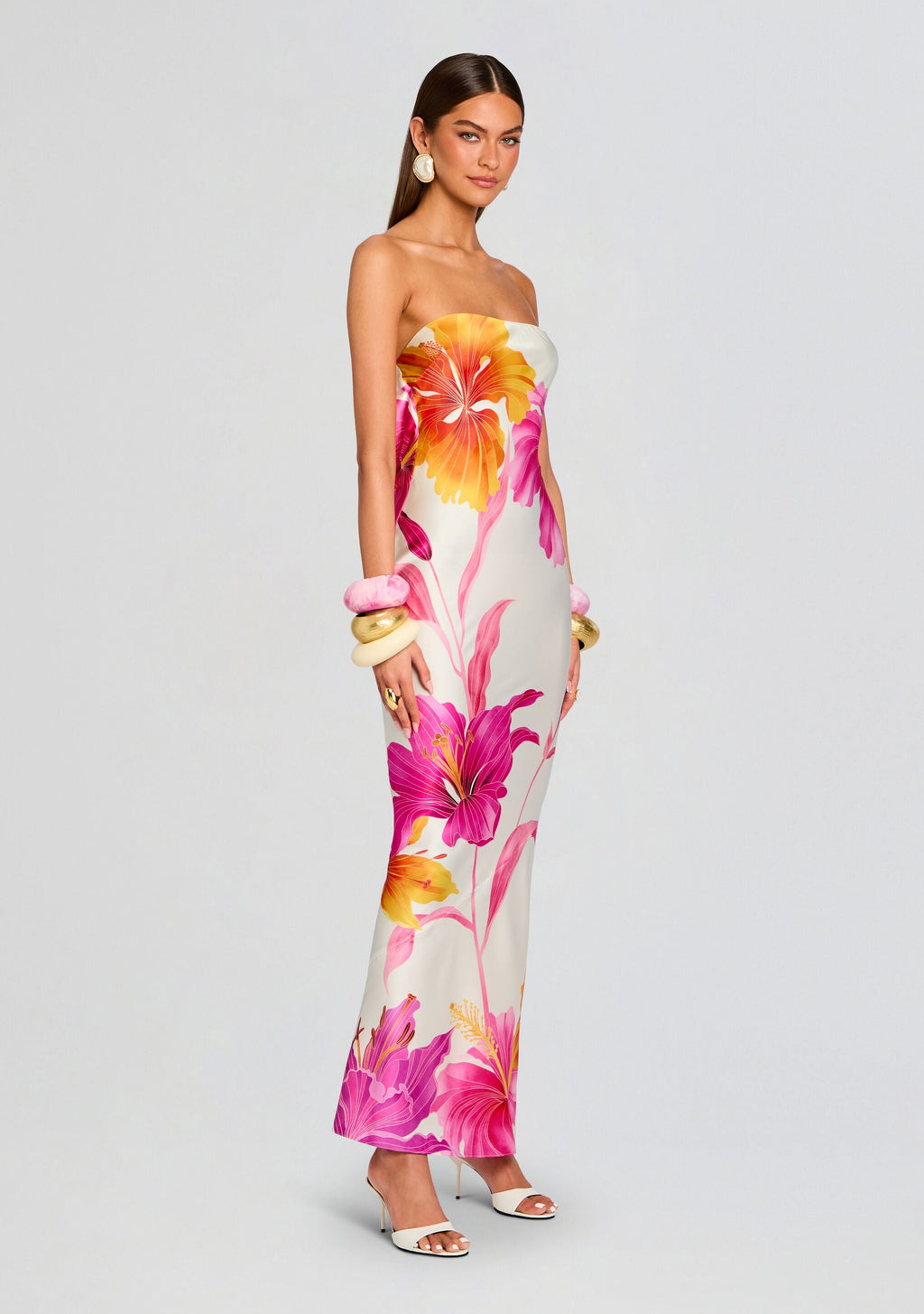 Keaton Silk Dress by retrofête in Bianco Primavera, product image 5