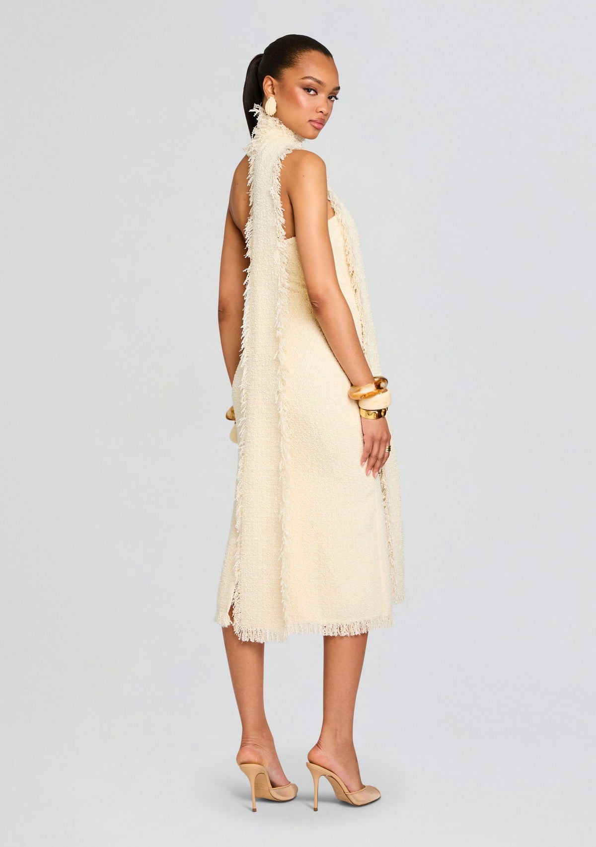 Lott Boucle Midi Dress by SEROYA in Eggshell, product image 4