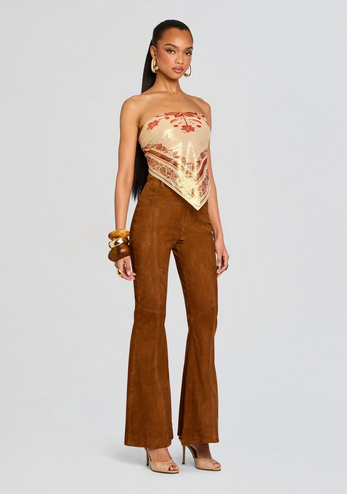 Manuela Suede Pant by retrofête in Cognac, product image 4