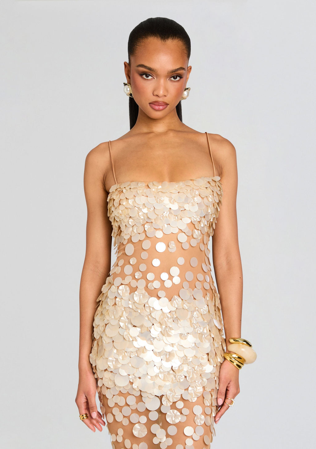 Mischa Sequin Dress by retrofête in Nude/Champagne, product image 6