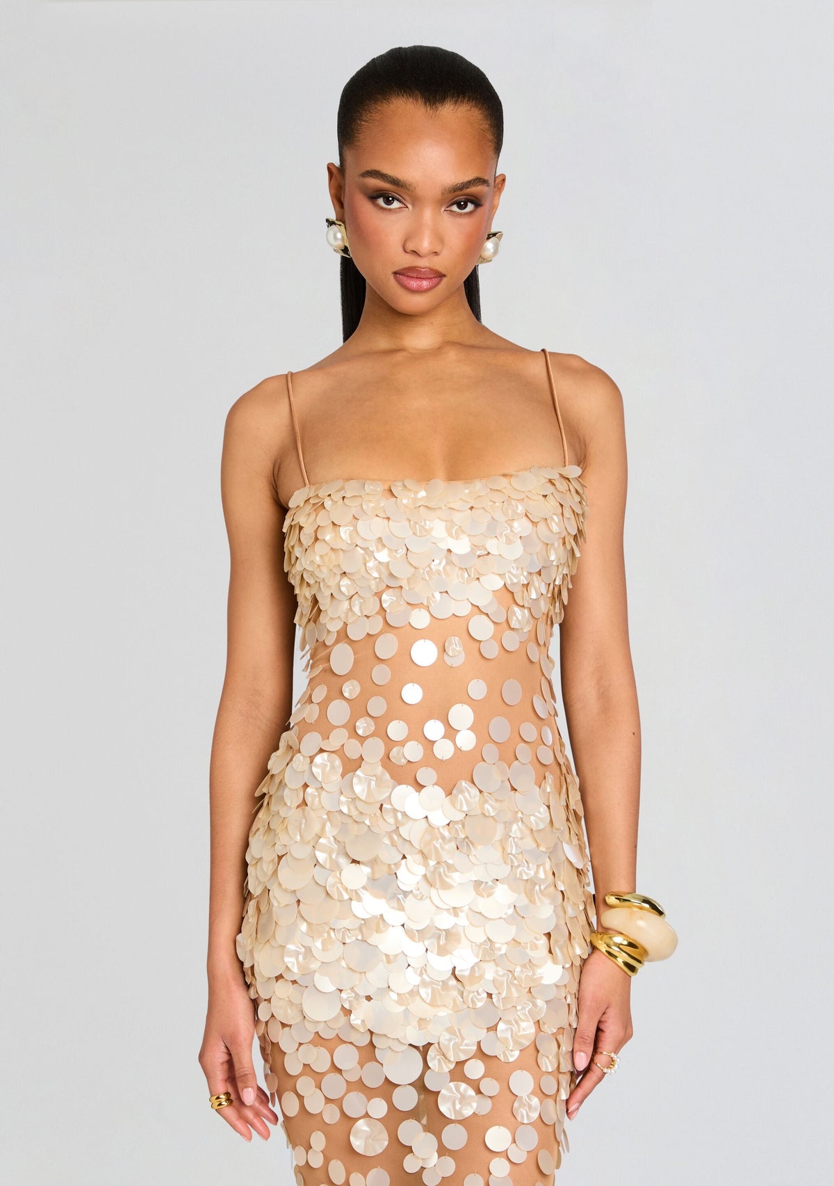 Mischa Sequin Dress by retrofête in Nude/Champagne, product image 6