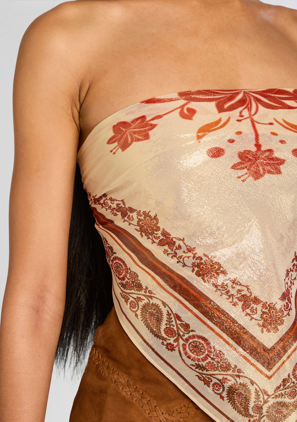 Noelle Silk Top by retrofête in Terracotta Bandana, product image 2