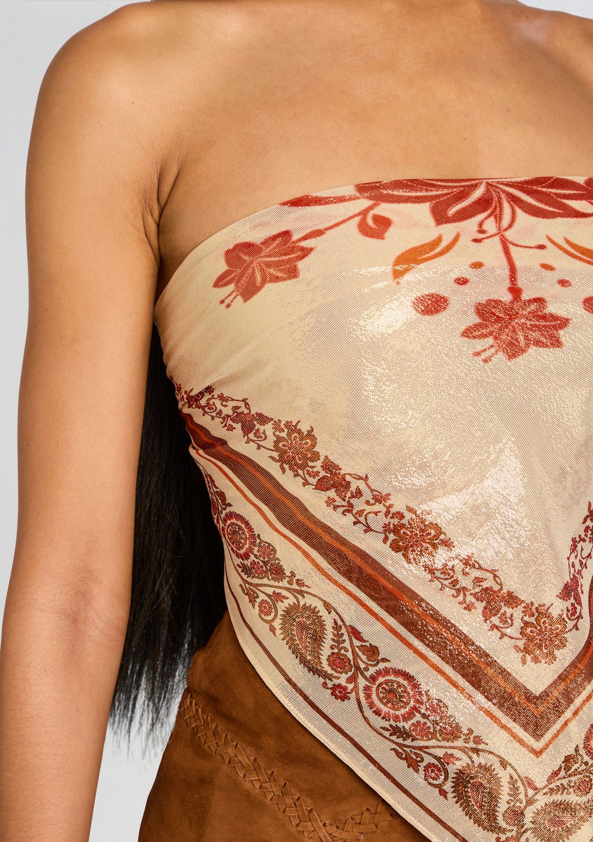 Noelle Silk Top by retrofête in Terracotta Bandana, product image 2