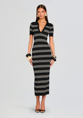 Sam Knit Maxi Dress by SEROYA in Black/Eggshell, product image 1