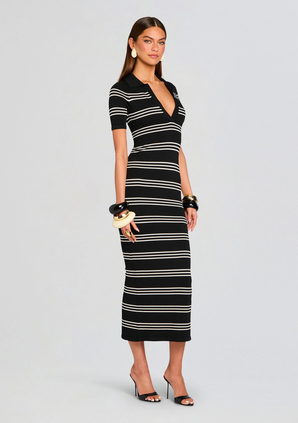 Sam Knit Maxi Dress by SEROYA in Black/Eggshell, product image 3