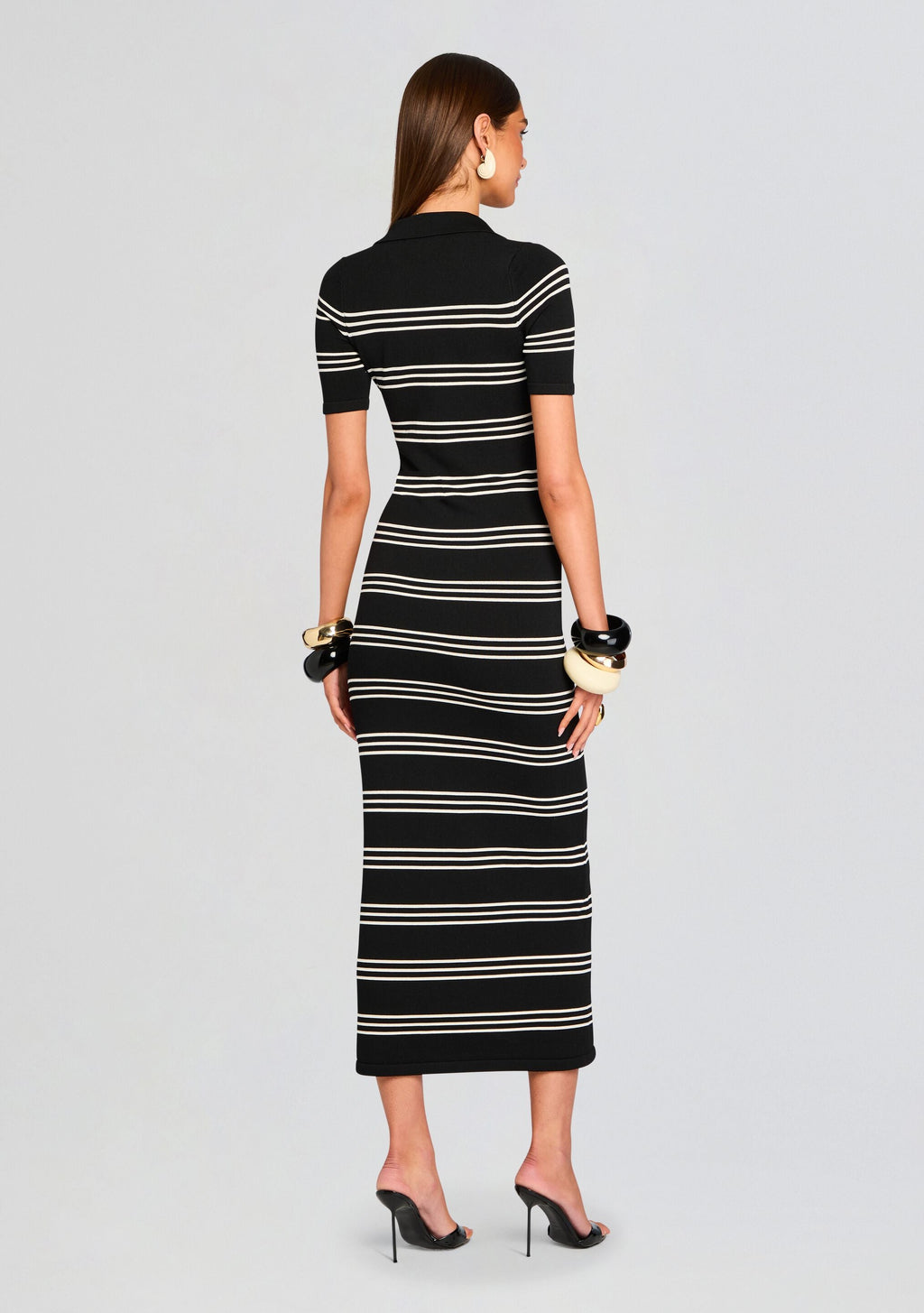 Sam Knit Maxi Dress by SEROYA in Black/Eggshell, product image 4