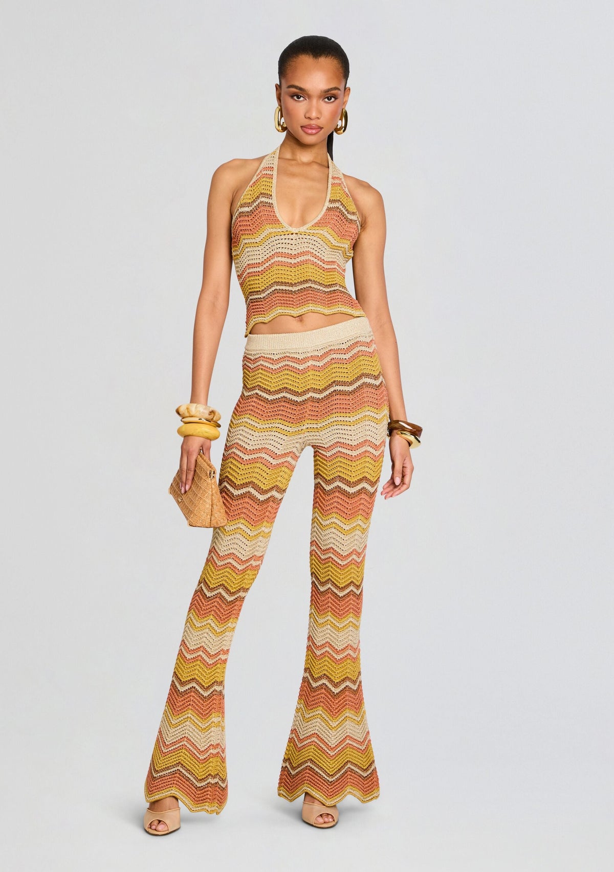 Amira Metallic Crochet Pants by retrofête in Metallic Multi, product image 6
