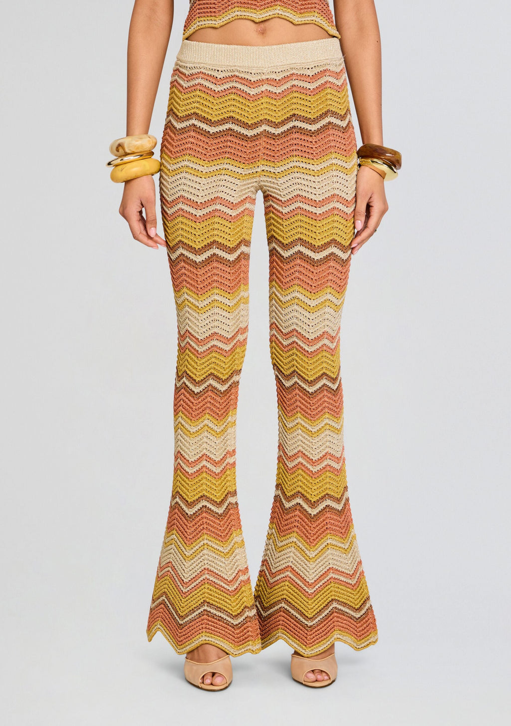 Amira Metallic Crochet Pants by retrofête in Metallic Multi, product image 1