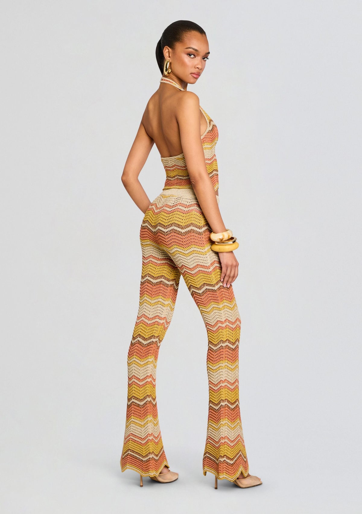 Amira Metallic Crochet Pants by retrofête in Metallic Multi, product image 5