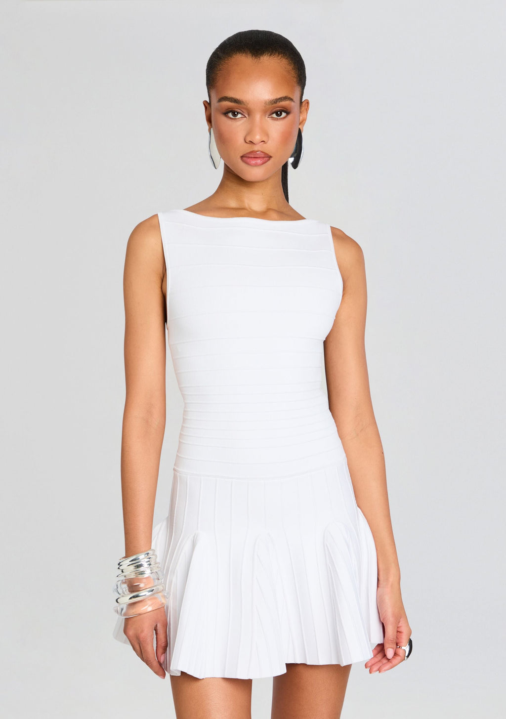 Audrina Knit Dress by retrofête in White, product image 5