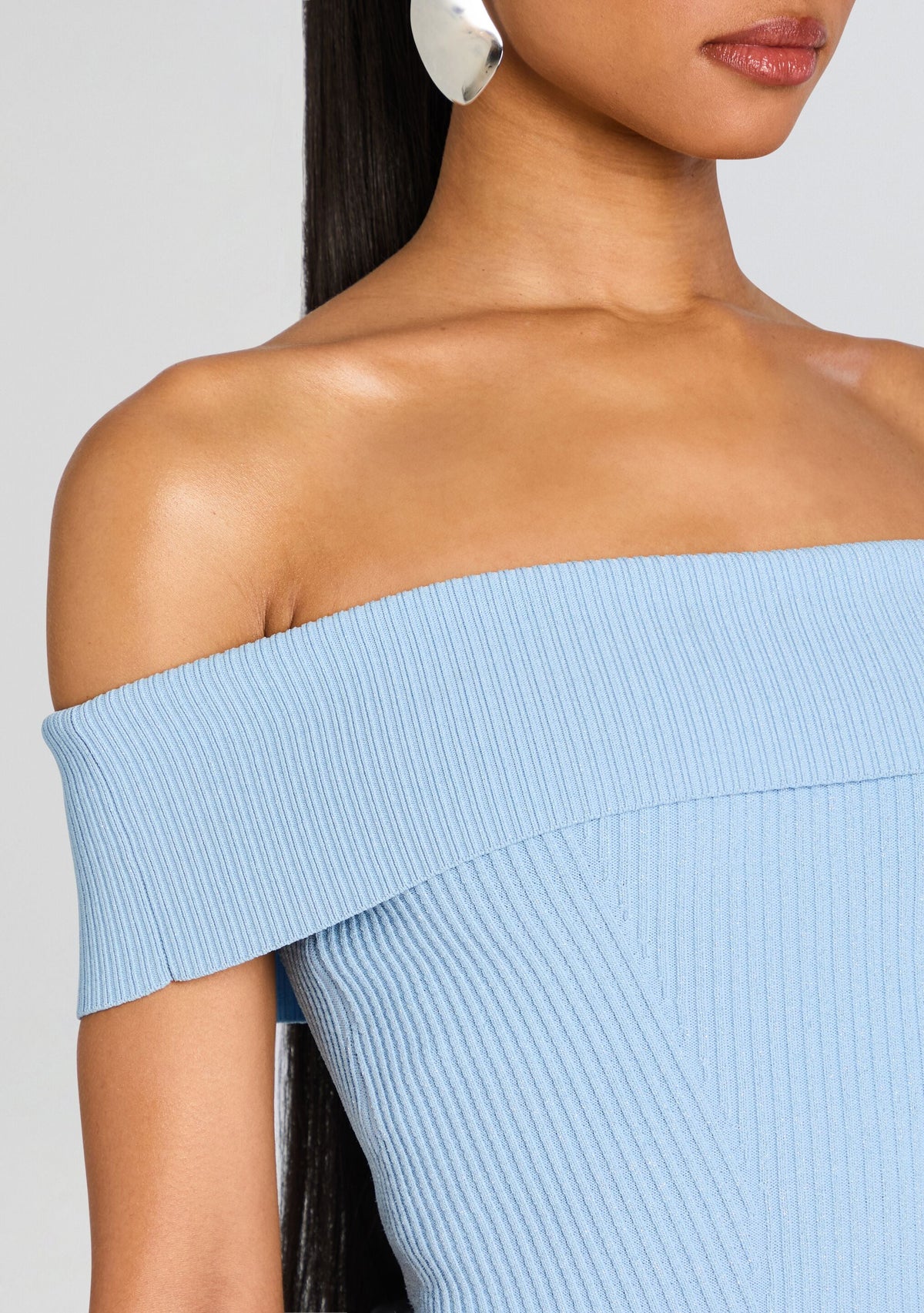 Erica Metallic Knit Dress by retrofête in Metallic Powder Blue, product image 2