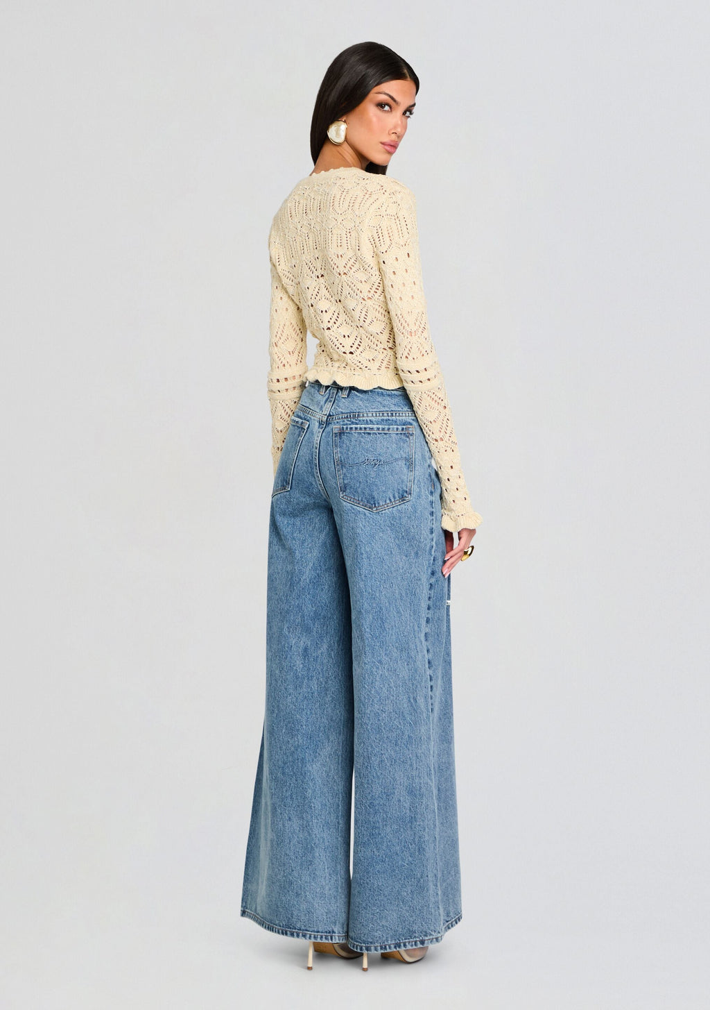 Lena Ultra Wide Leg Jean by SEROYA in Lakeside, product image 4