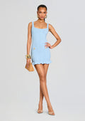 Loulou Metallic Rib Knit Dress by retrofête in Metallic Powder Blue, product image 1