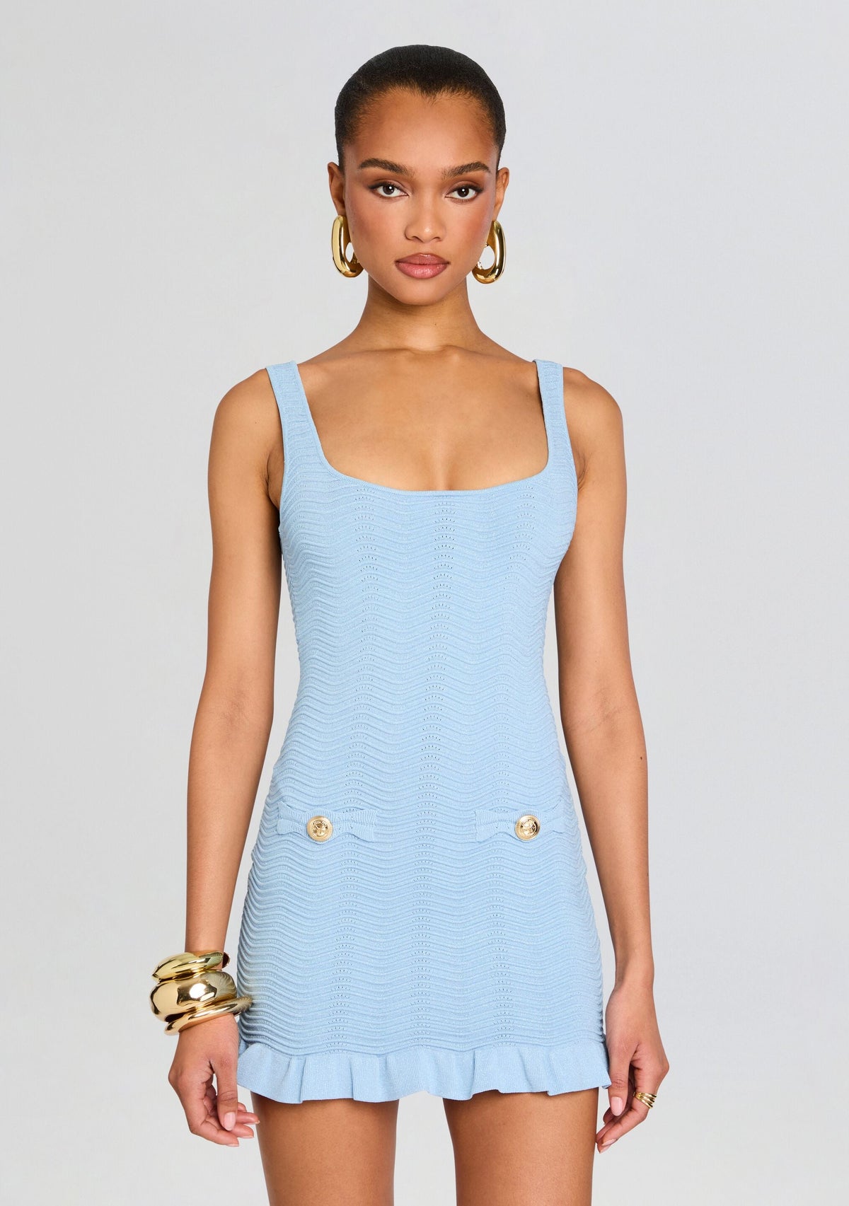 Loulou Metallic Rib Knit Dress by retrofête in Metallic Powder Blue, product image 6