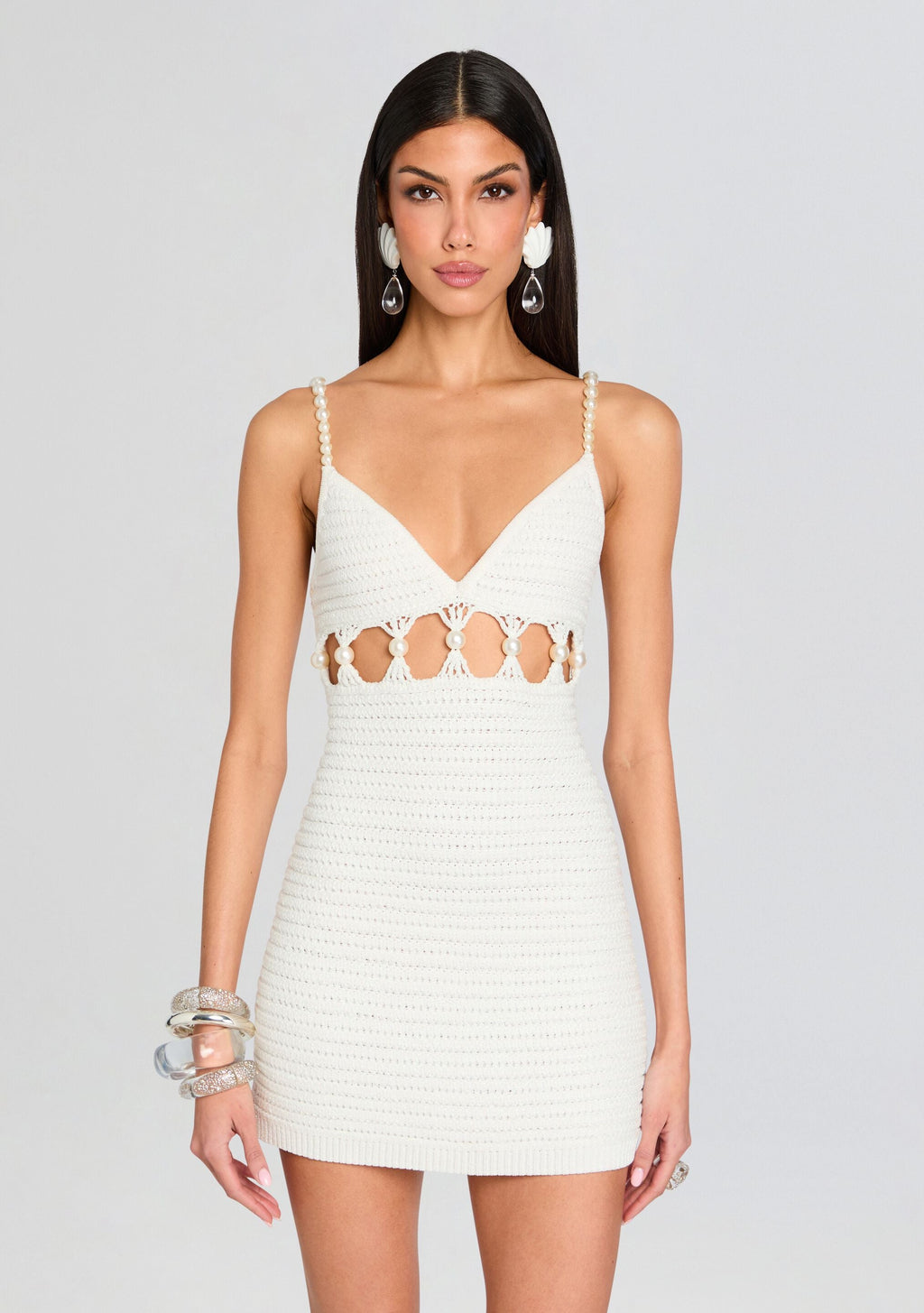 Marlo Crochet Dress by retrofête in Optic White, product image 5