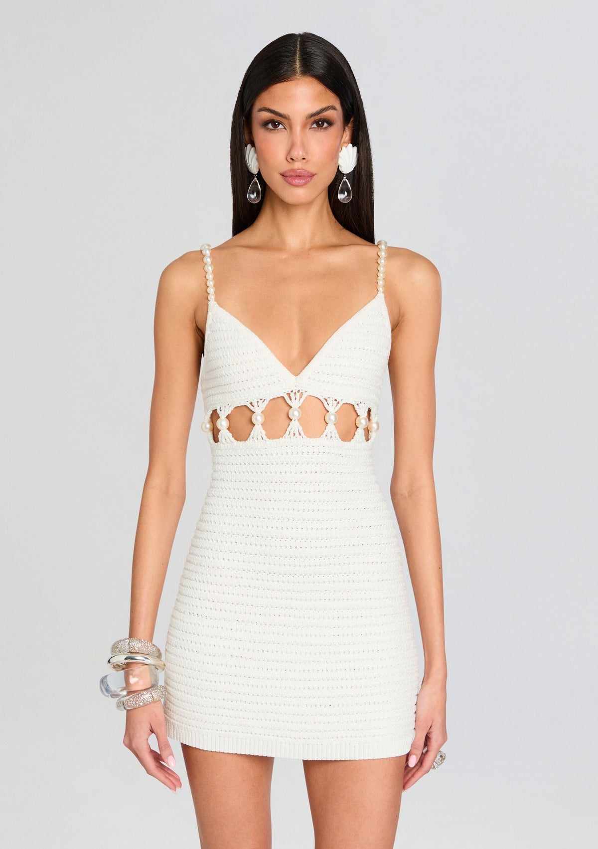 Marlo Crochet Dress by retrofête in Optic White, product image 5