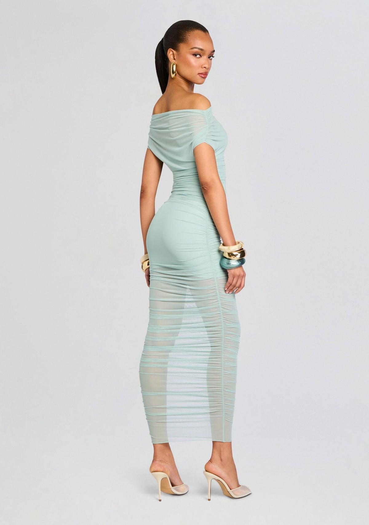 Noel Mesh Midi Dress by SEROYA in Frosted Sea, product image 4