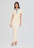 Reye Knit Maxi Dress by SEROYA in Eggshell/Coastline, product image 1
